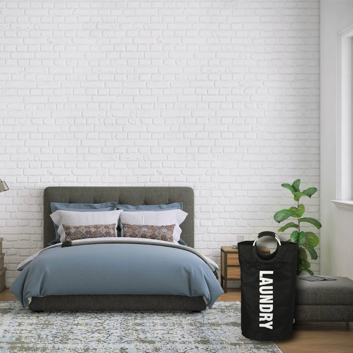 Wonair Wasmand – Waszak – Laundry Bag - Wassorteerder - Opvouwbaar – 81L – Zwart - Afbeelding 3