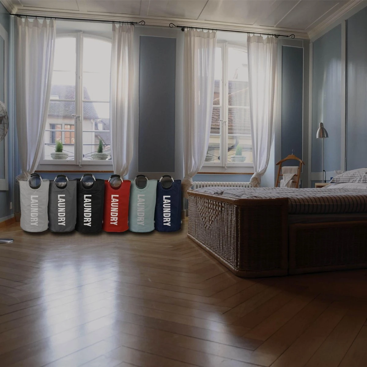 Wonair Wasmand – Waszak – Laundry Bag - Wassorteerder - Opvouwbaar – 81L – Zwart - Afbeelding 4