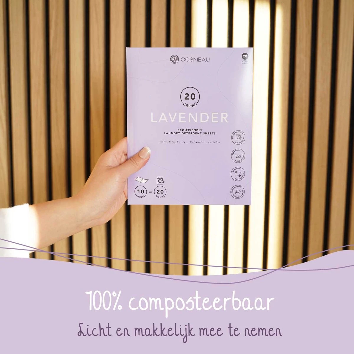 Cosmeau Wasstrips 20 Wasbeurten Lavendel Wasmiddel Wasvellen Wasdoekjes Detergent Sheets Eco Laundry Strips Proefpakket - Plasticvrij Biologisch - Afbeelding 12