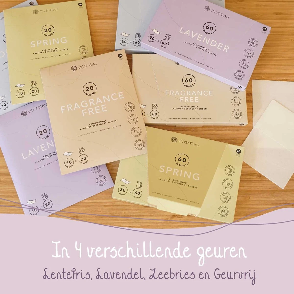 Cosmeau Wasstrips 20 Wasbeurten Lavendel Wasmiddel Wasvellen Wasdoekjes Detergent Sheets Eco Laundry Strips Proefpakket - Plasticvrij Biologisch - Afbeelding 13