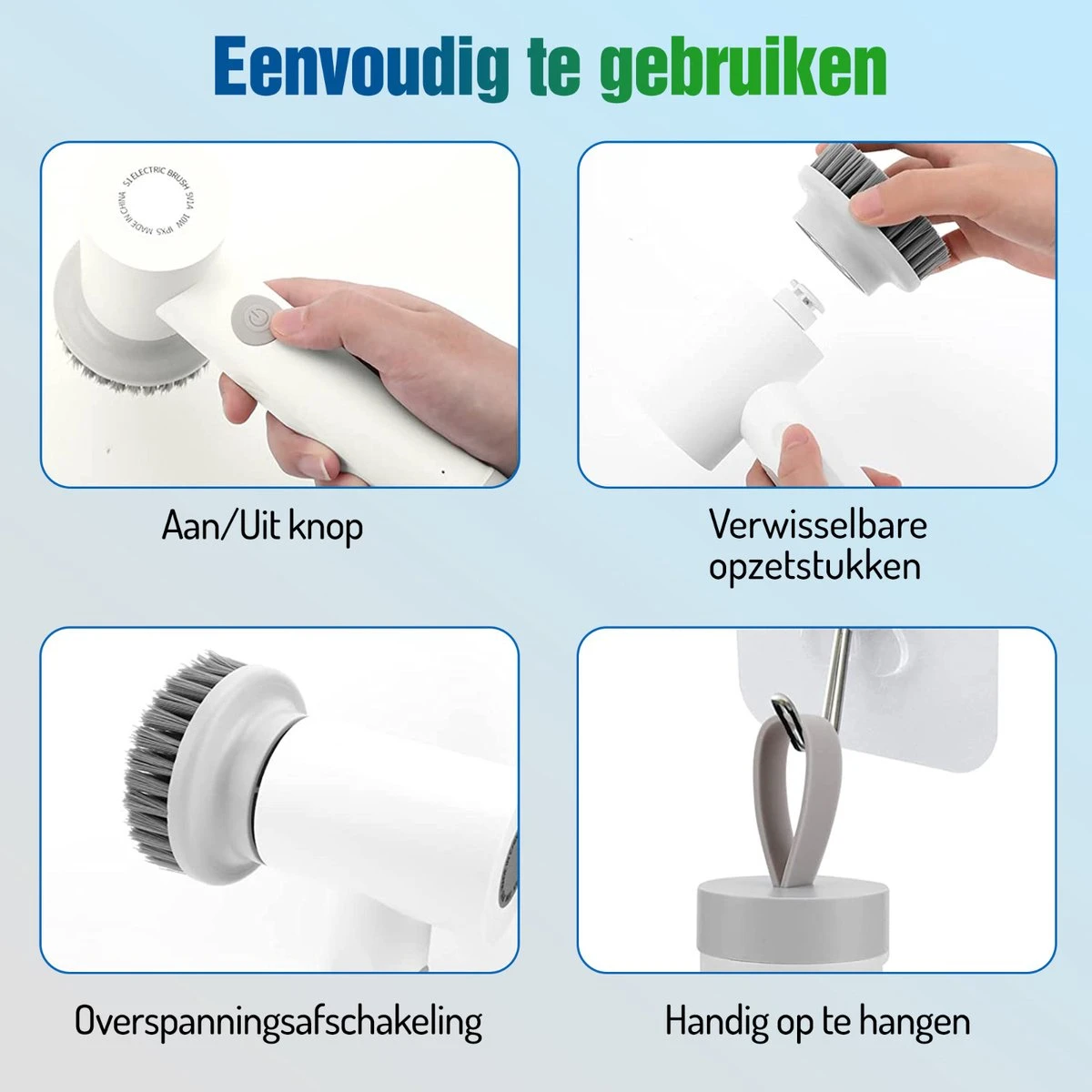 Elektrische Schoonmaakborstel - Schrobborstel - Handborstel - Schuurborstel - Schrobber - Badkamer - Toilet - Keuken - Afbeelding 2