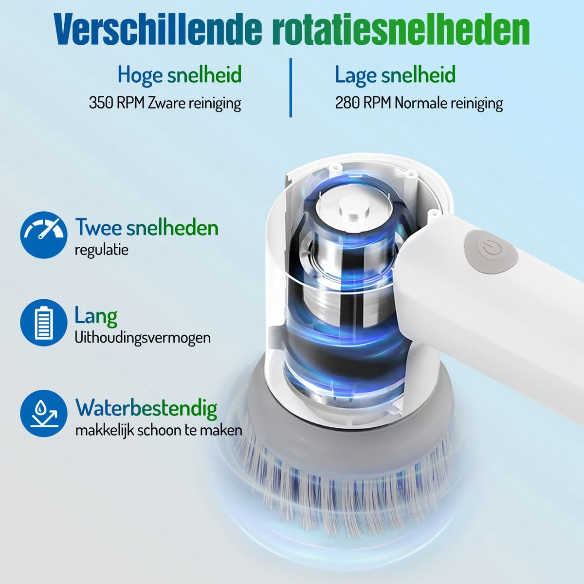 Elektrische Schoonmaakborstel - Schrobborstel - Handborstel - Schuurborstel - Schrobber - Badkamer - Toilet - Keuken - Afbeelding 6