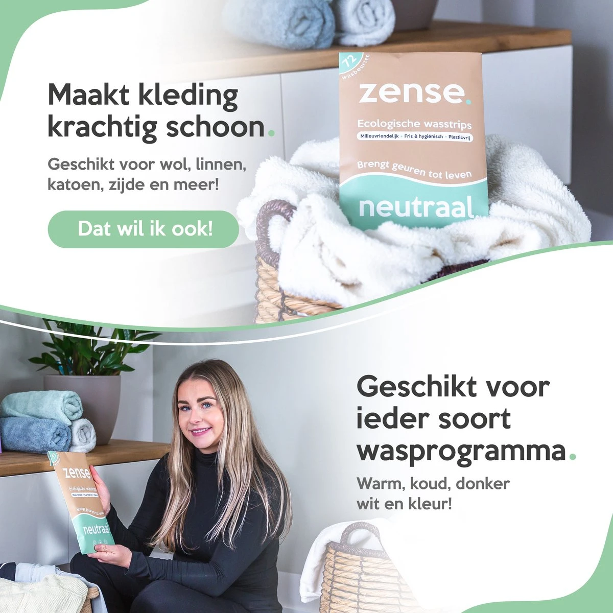 Zense Eco Wasmiddel Wasstrips - 72 Grote Wasbeurten - Ocean Breeze - Afbeelding 2