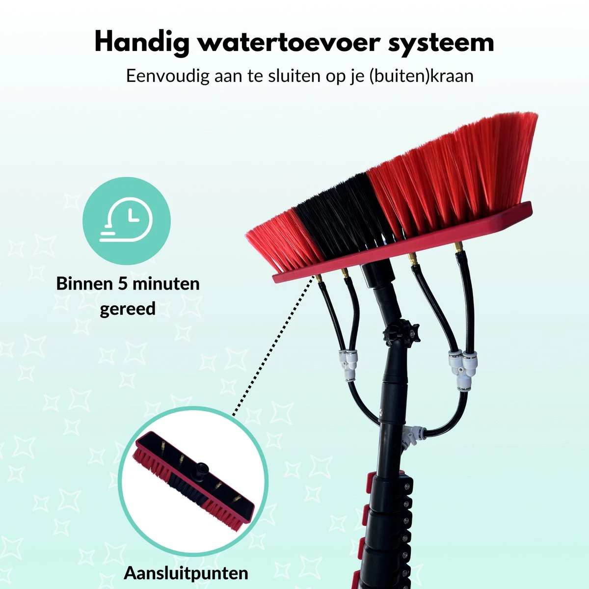Cleanlix Telescoopsteel Met Borstel - Met Waterdoorvoer - Telescopische Wasborstel - Ramenwassen - Uitschuifbaar Tot 9 Meter - Afbeelding 5