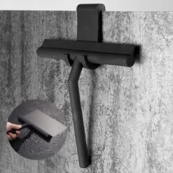 ATV PERFECTUM Douchewisser Zwart Met Ophangsysteem - Raamwisser- Trekker Douche - Silicone - 21cm X 16cm - Badkamer Accessoires - Douchewisser