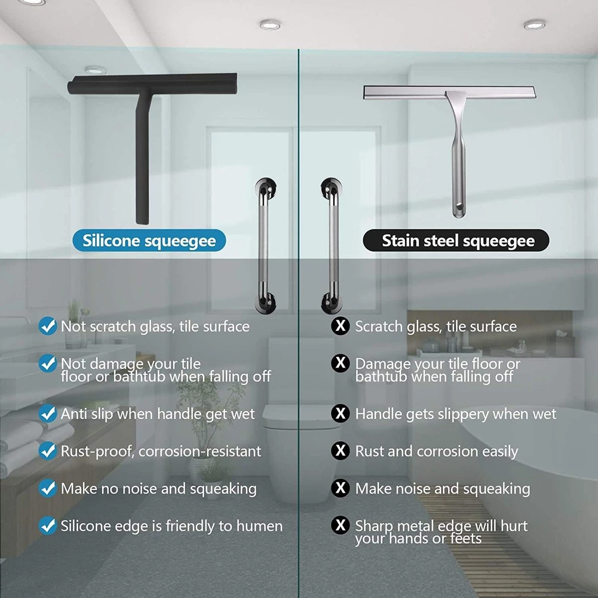 ATV PERFECTUM Douchewisser Zwart Met Ophangsysteem - Raamwisser- Trekker Douche - Silicone - 21cm X 16cm - Badkamer Accessoires - Douchewisser - Afbeelding 5