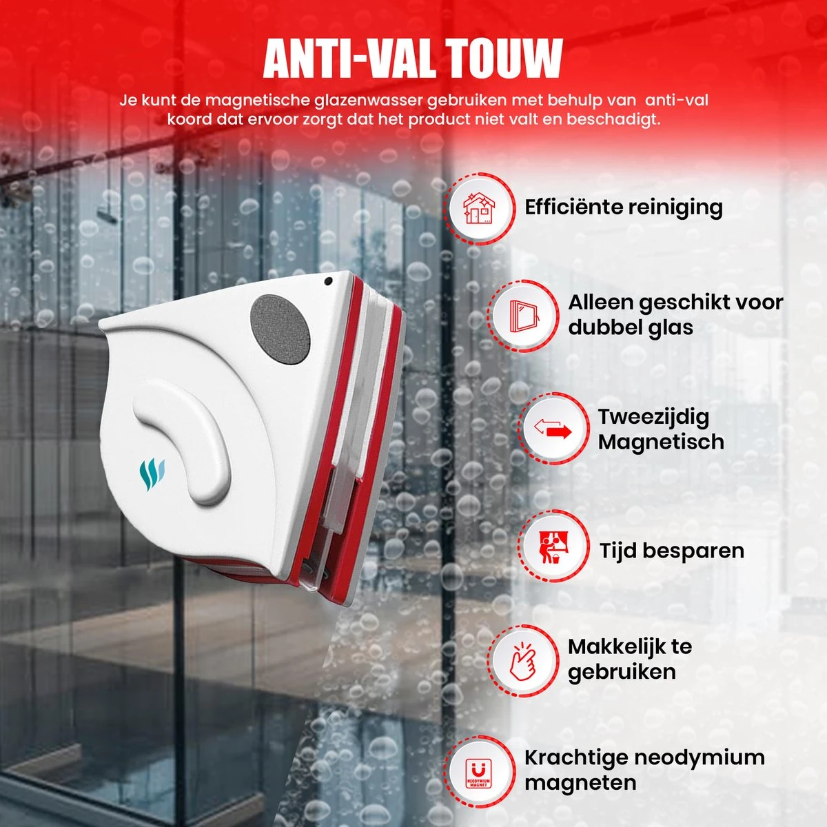 TibaGoods Magnetische Raamwisser Voor Dubbelglas - Ruitenreiniger - Ramenwasser - Magneet Ruitenwisser - Afbeelding 9