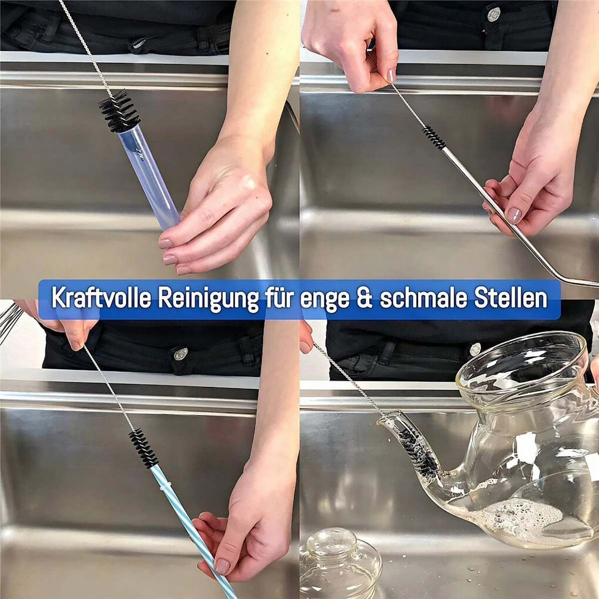 *** Schoonmaak Borstel/Rager Set 10 Stuks - Schoonmaak Ragertjes - Borstels Herbruikbare Rietjes - Van Heble®*** - Afbeelding 4