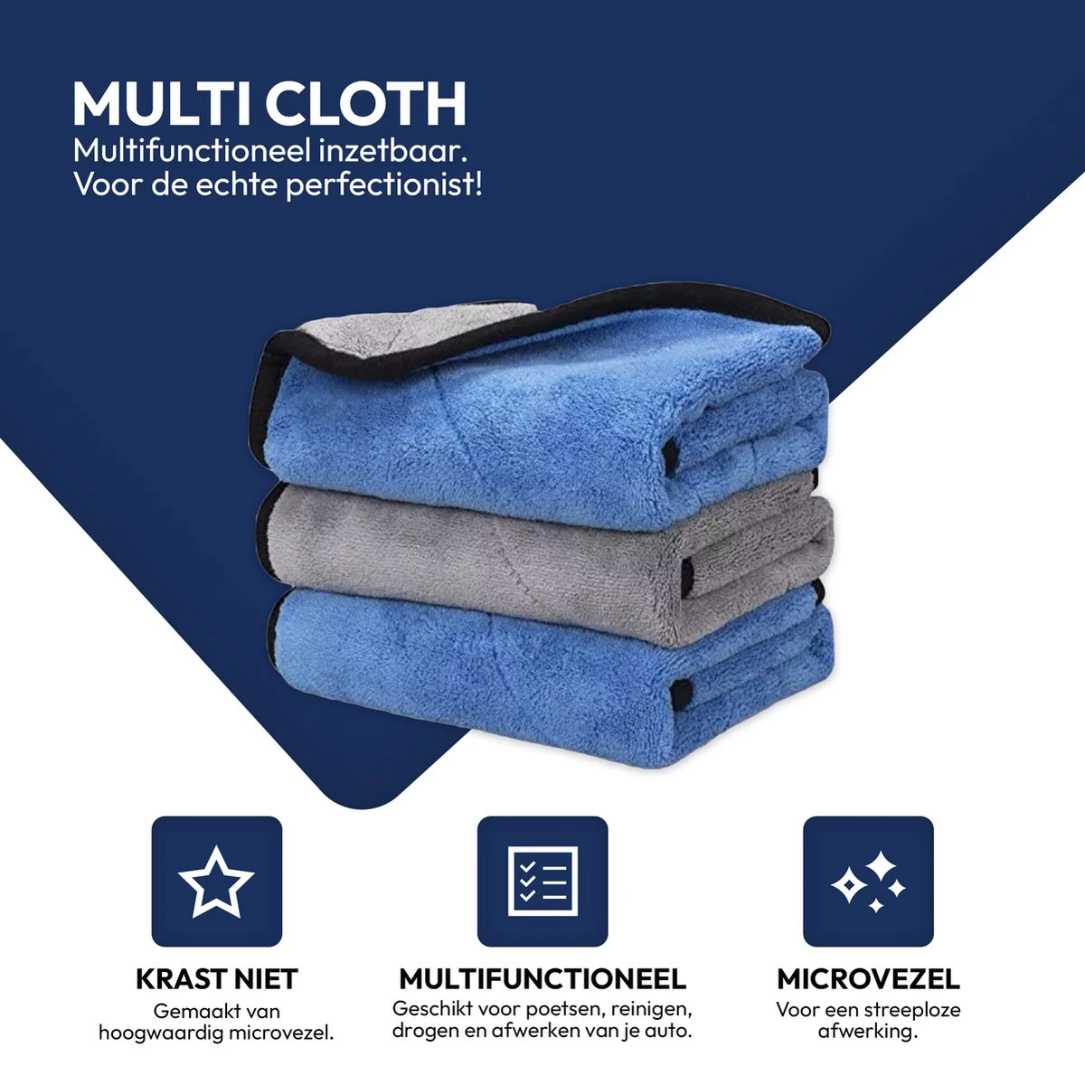STACK Multi Cloth | 40 X 45 Cm - Microvezel - Krasvrij - Auto Schoonmaak Doek - Auto Poetsen / Reinigen / Drogen / Afwerken - Auto Droogdoek - Auto Handdoek - Schoonmaak Accessoires - Auto Poetsdoek - Autodoek - Afbeelding 2