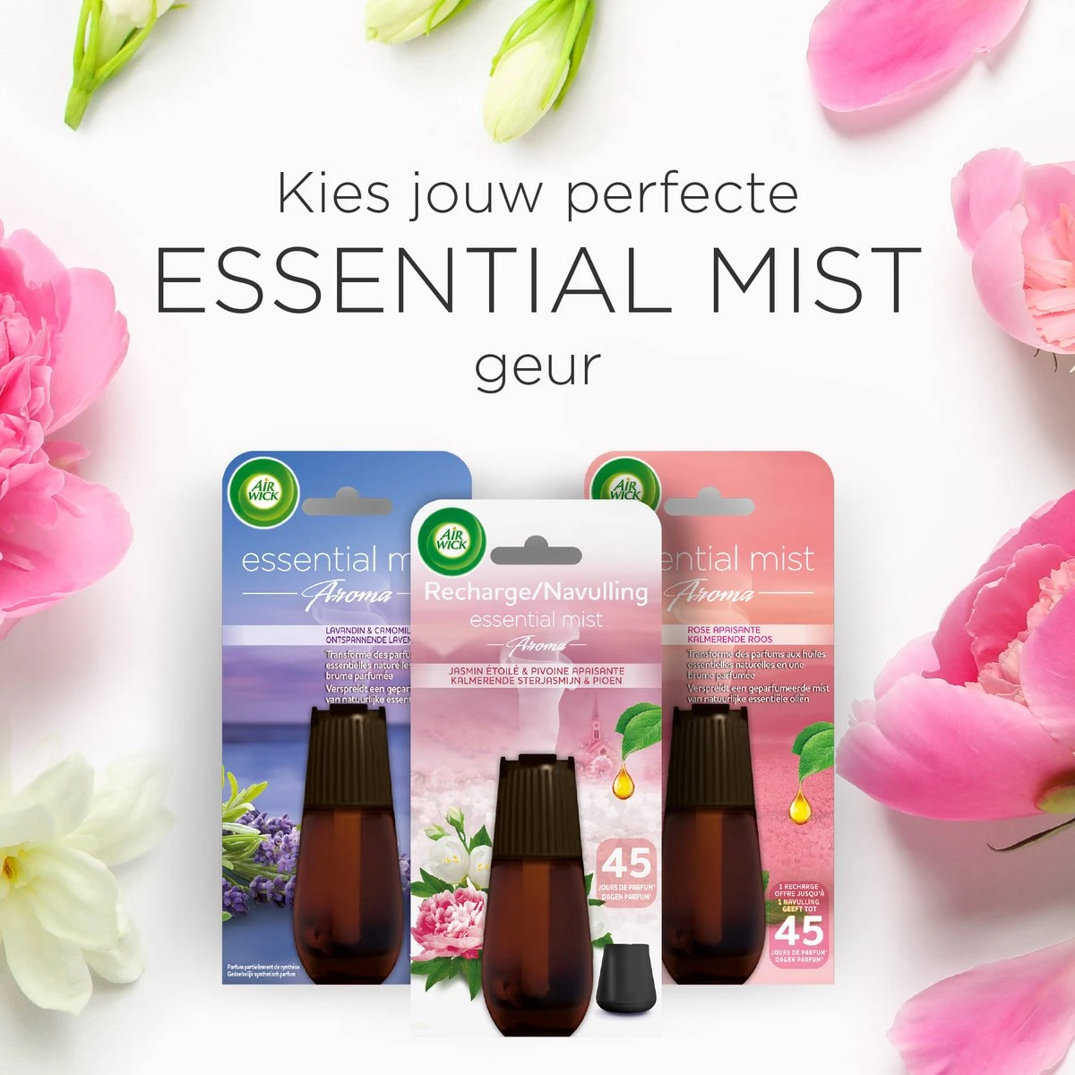 Air Wick Essential Mist Automatische Luchtverfrisser - Verfrissende Pioen En Jasmijn - 3 Navullingen - Afbeelding 3