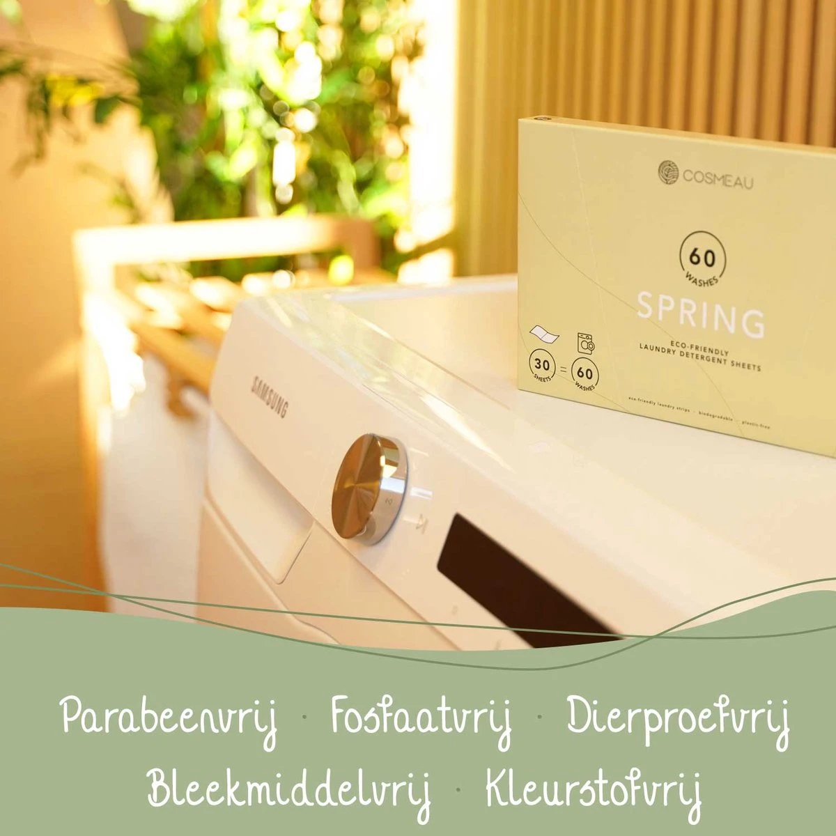 Cosmeau Wasstrips 60 Wasbeurten Zeebries Wasmiddel Wasvellen Wasdoekjes Detergent Sheets Eco Laundry Strips - Plasticvrij Biologisch Eco - Afbeelding 4