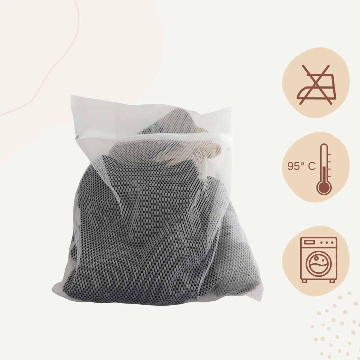 Orange85 Waszakken - 2 Stuks - Ritssluiting - Wit - 50x40 Cm - Polyester - Afbeelding 5