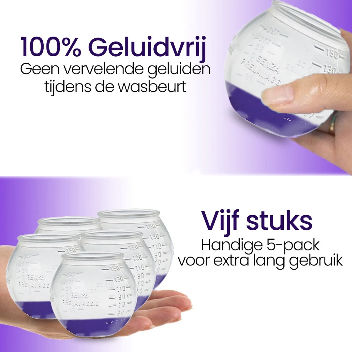 BluGo Doseerbol 5 Stuks - Wasbollen - Doseerdop - Drogerballen - Wasballen - Herbruikbaar - Maataanduiding - 150ml - Afbeelding 7