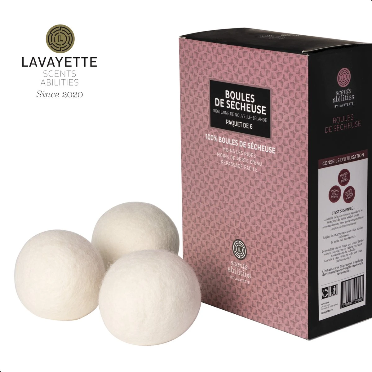 Lavayette XL Drogerballen Met 25ml Wasparfum - WasdrogerBallen – Droogballen – Wasbol – 100% Nieuw-Zeelands Schapenwol – Milieu- En Diervriendelijk – 6 Stuks - Afbeelding 2