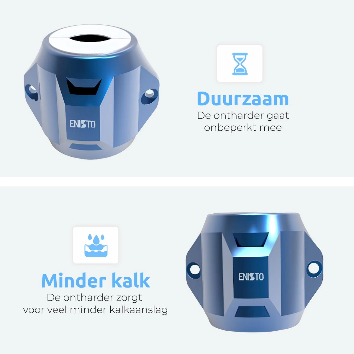 ENISTO® Magnetische Waterontharder Medium – Waterontharder Magneet – Douchefilter – 15.000 Gauss – Waterontkalker – Waterverzachter – Antikalk – Blauw – RVS - Afbeelding 2