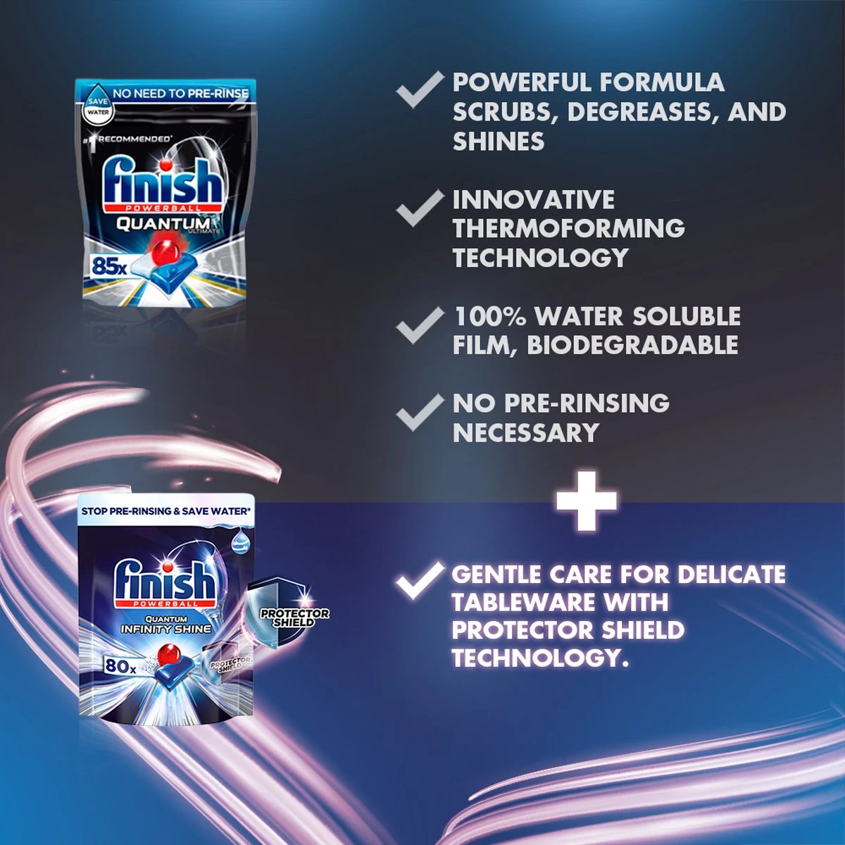 Finish Quantum Ultimate Infinity Shine Vaatwastabletten - 80 Capsules - Afbeelding 6