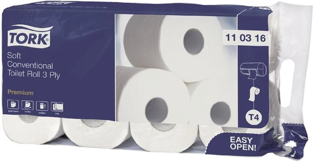 Tork Traditioneel Toiletpapier 3-laags Wit 250 Vel T4 Premium - Afbeelding 4