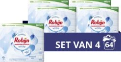 Robijn Classics Stralend Wit Wasmiddeldoekjes - 4 X 16 Wasstrips - Voordeelverpakking