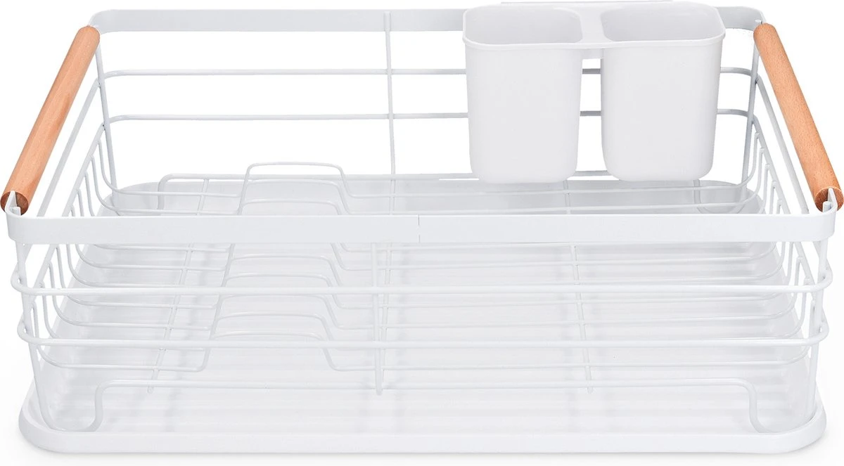 Navaris Afdruiprek Met Uitneembare Bestekhouder - Afwasrek Met Losse Lekbak - Vaatwasrek Met Plateau - Voor Bestek, Borden, Schalen En Pannen - Afbeelding 8