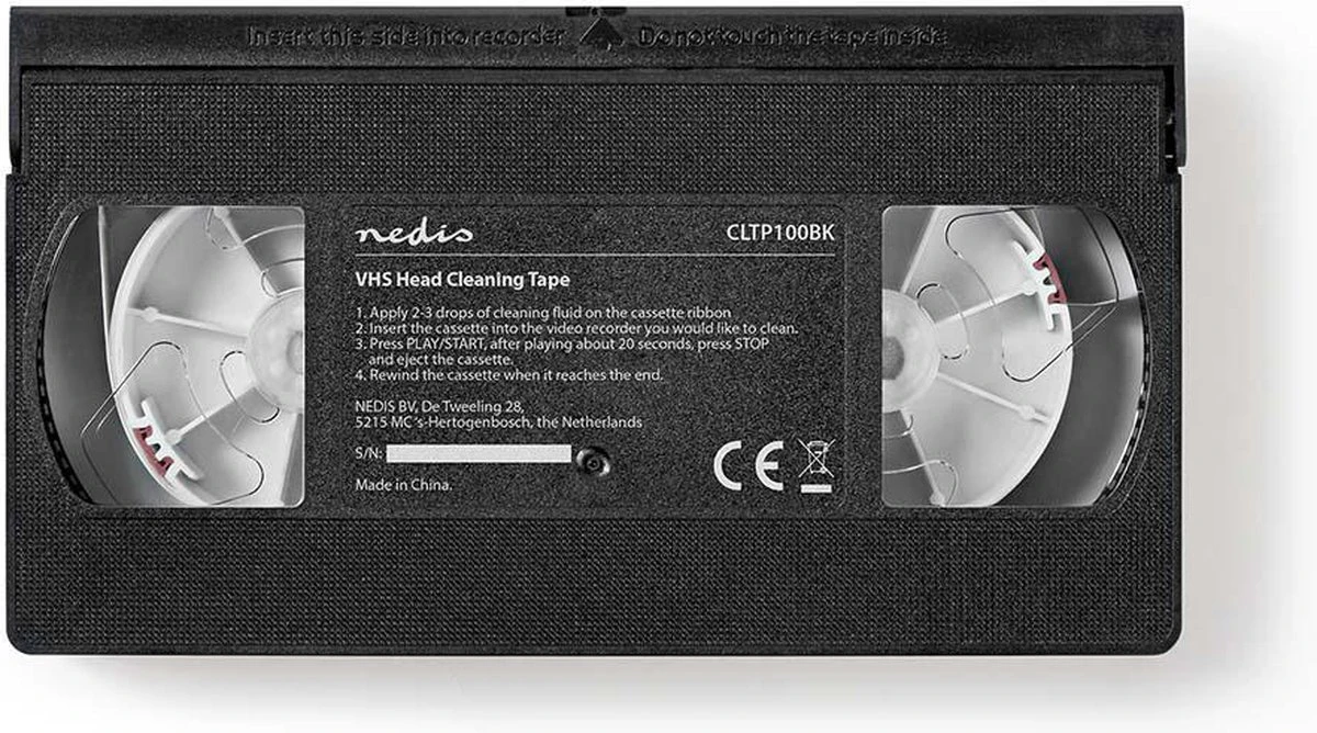 Nedis VHS-Reinigingscassette - 20 Ml - VHS-Koppen - Zwart