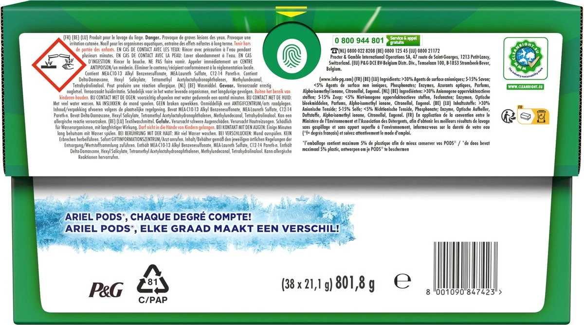 Ariel All In 1 Wasmiddel Pods - Kleur - 4 X 38 Wasbeurten - Voordeelverpakking - Afbeelding 2