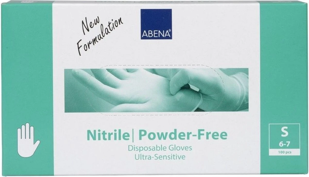 Wegwerp Handschoenen - MAAT S - Nitril - Extra Sterk - Poedervrij - Latex Vrij - Blauw - 100 STUKS + GRATIS Zeepje Model Voet (roze) - Afbeelding 2