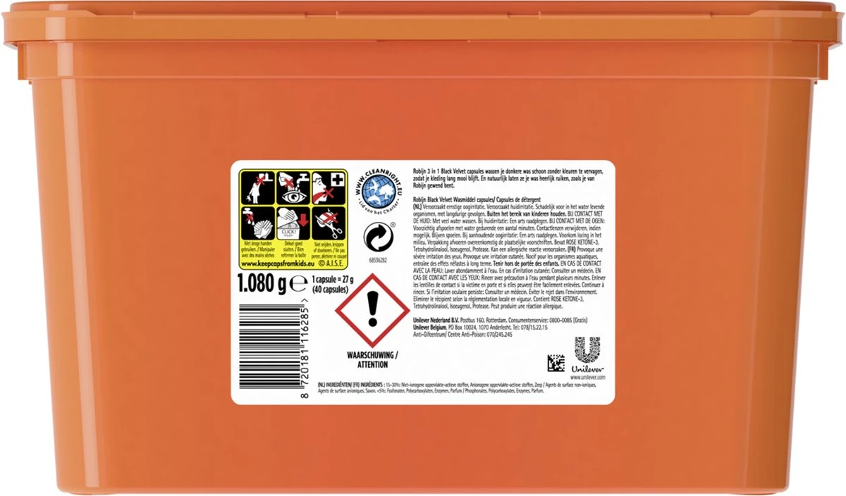 Robijn Wascapsules 3-in-1 Black Velvet - 3 X 40 Stuks - Voordeelverpakking - Afbeelding 4