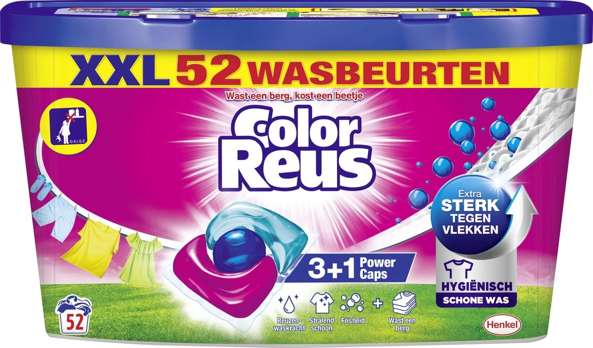 Color Reus Power Caps Wascapsules - Wasmiddel Capsules - Voordeelverpakking - 52 Wasbeurten - Afbeelding 2