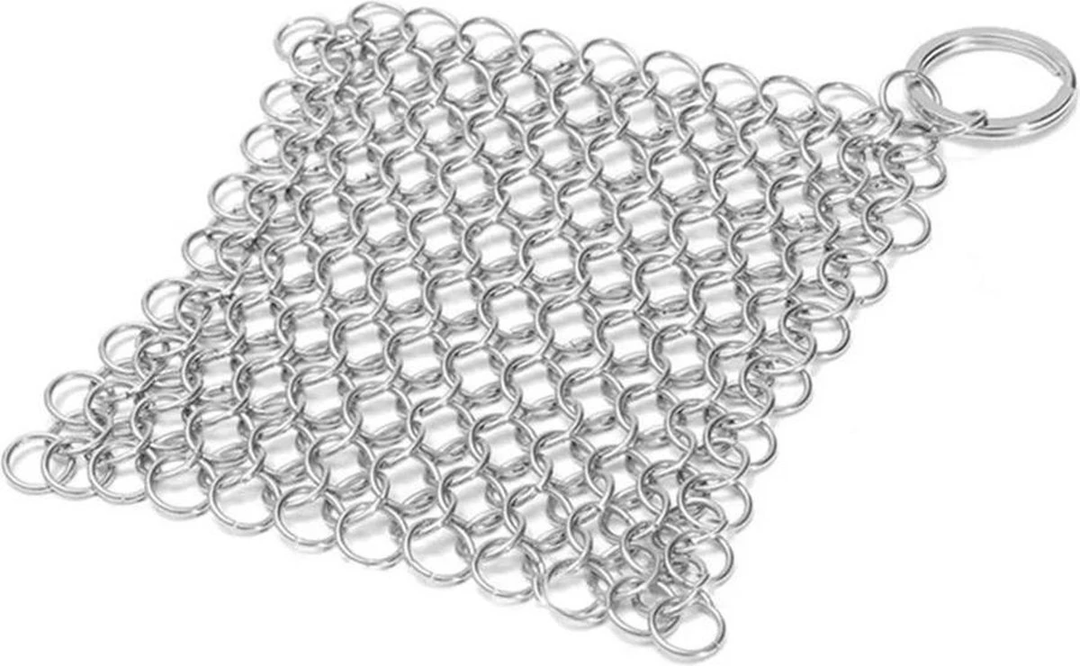 LOUZIR RVS Gietijzer Cleaner Voor Pannen - Metalen Borstel- Scrubmat- Zilver - Afbeelding 3