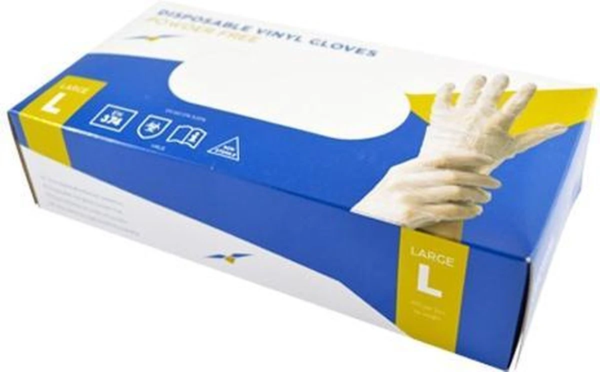 Wegwerp Handschoenen - Vinyl Handschoenen - Poedervrij - Wit - Maat L - 100 Stuks - Afbeelding 5