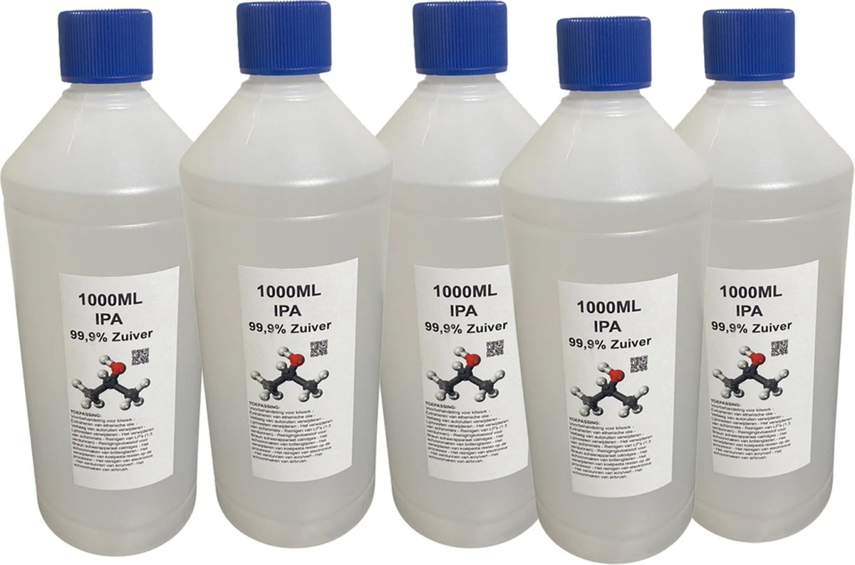 Isopropanol - Isopropyl - Alcohol - IPA - 99,9% Zuiver - 5x 1000ml