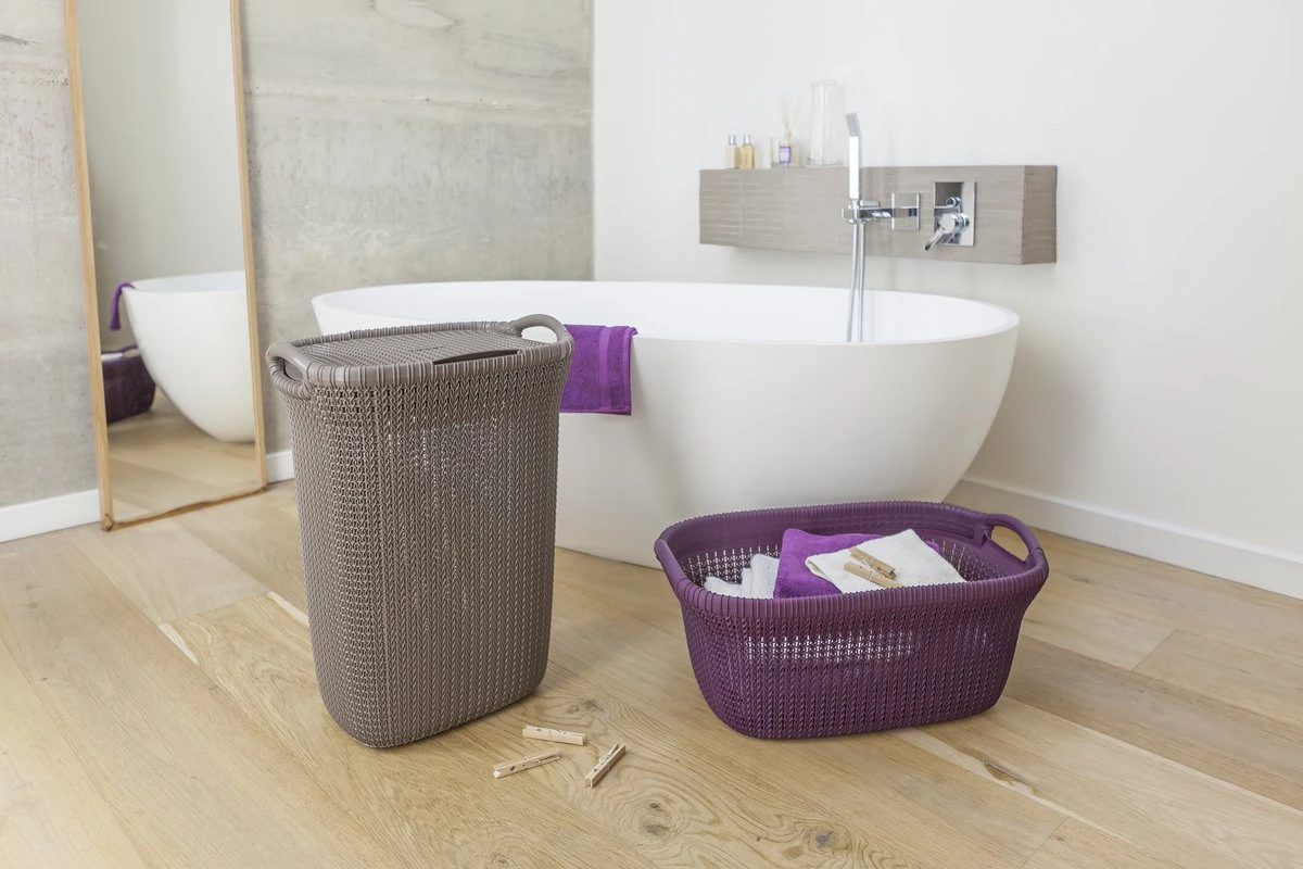 Curver Knit Wasmand Met Deksel - 57L - Bruin - Afbeelding 3