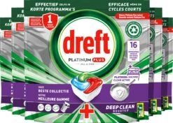 Dreft Platinum Plus All In One Machine Clean - Vaatwastabletten - 5 X 16 Tabletten