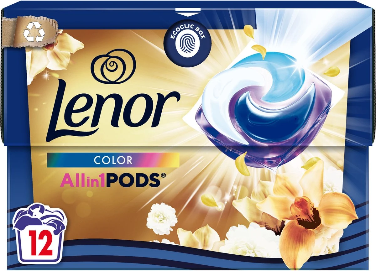 Lenor All In 1 Pods Amber & Orchidee - Waspods - 4 X 12 Wasbeurten Voordeelverpakking - Afbeelding 3