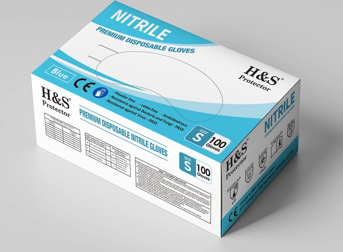 H&S PROTECTOR - Nitril Handschoenen - Wegwerp Handschoenen - Blauw - M - Poedervrij - 100 Stuks - Afbeelding 2