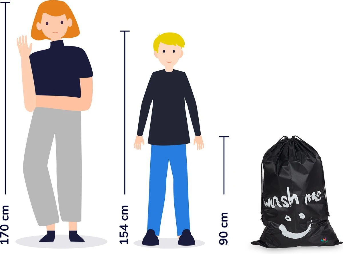 Wonair - Grote Waszak - Laundry Bag - Wash Me - 60x90cm - Zwart - Met Trekkoord - Afbeelding 5