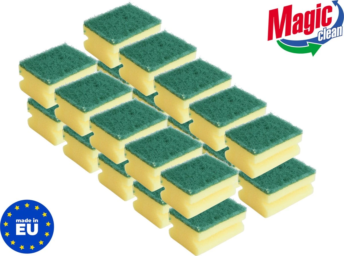 Schuursponsjes Schoonmaak Profi - 20 Stuks - 85x65x45mm - Voordeelverpakking - MADE IN EU