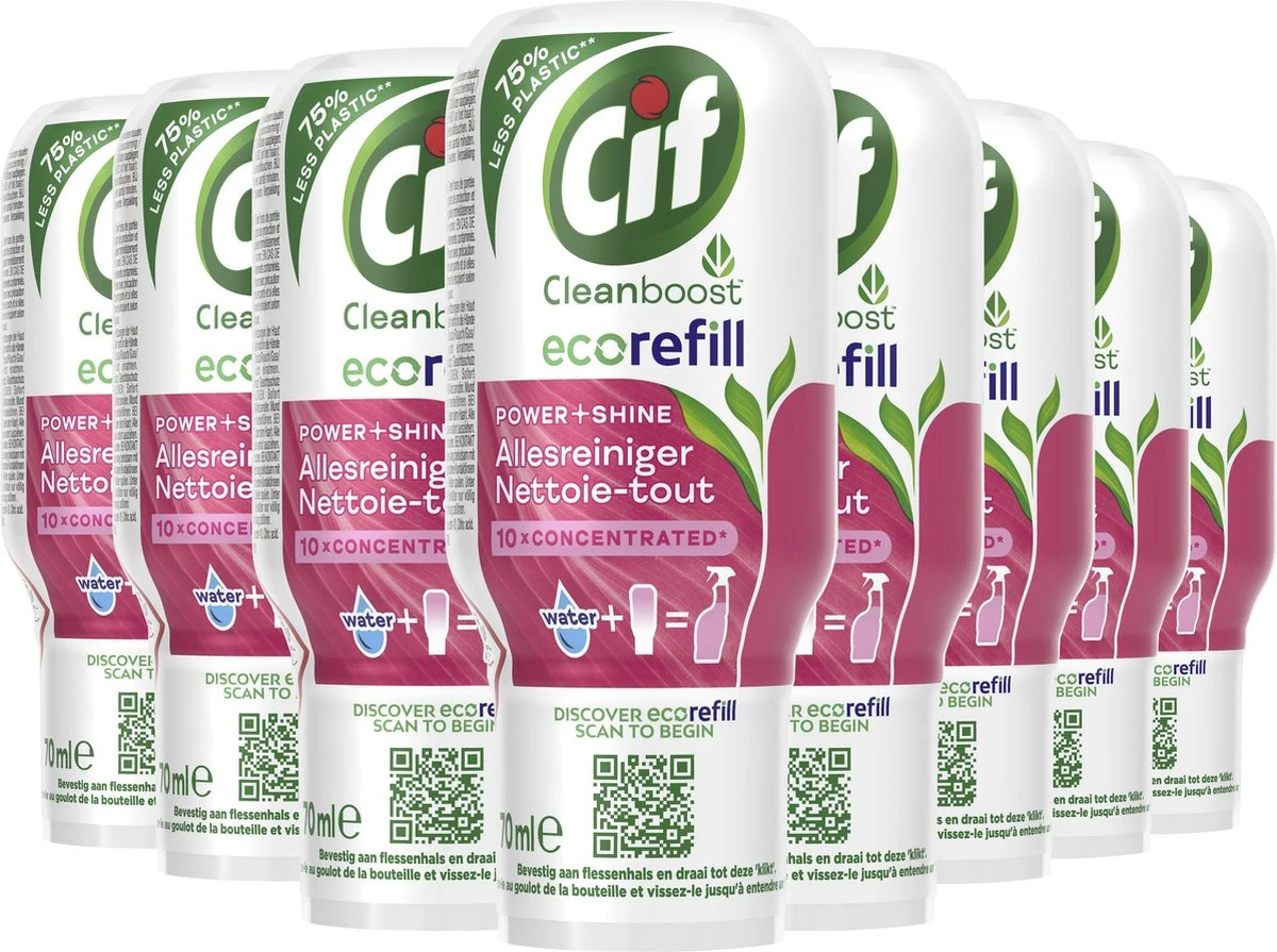 Cif CleanBoost Power & Shine Allesreiniger Ecorefill Capsules - 10 X 70 Ml - Voordeelverpakking - Afbeelding 2