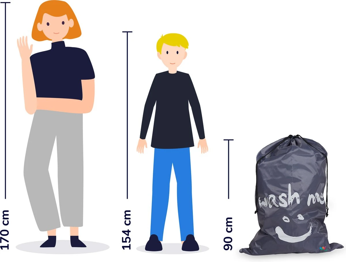 Wonair - Grote Waszak - Wash Me - Wastas - 60x90cm - Grijs - Met Trekkoord - Afbeelding 5