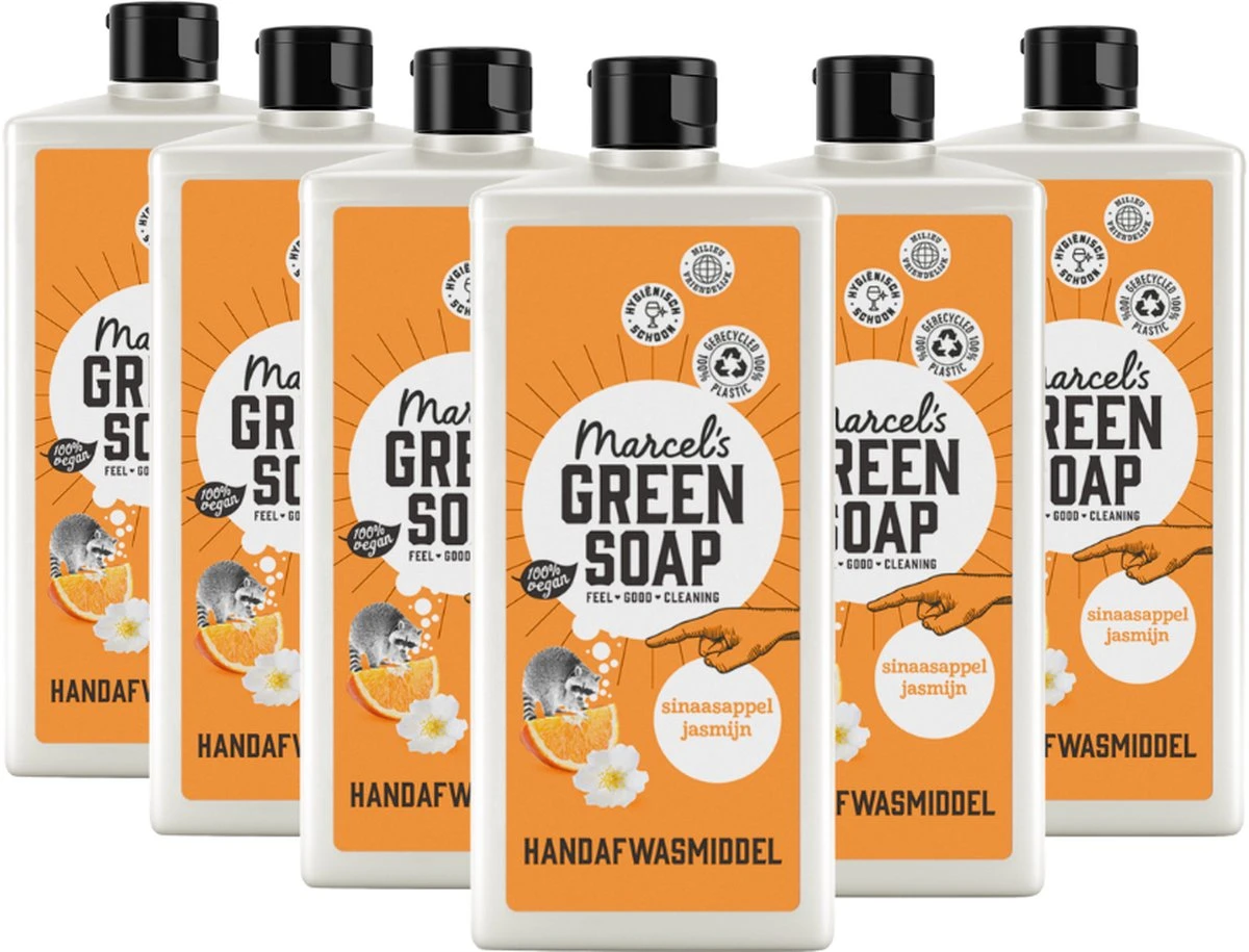 Marcel's Green Soap Afwasmiddel Sinaasappel & Jasmijn - 6 X 500 Ml