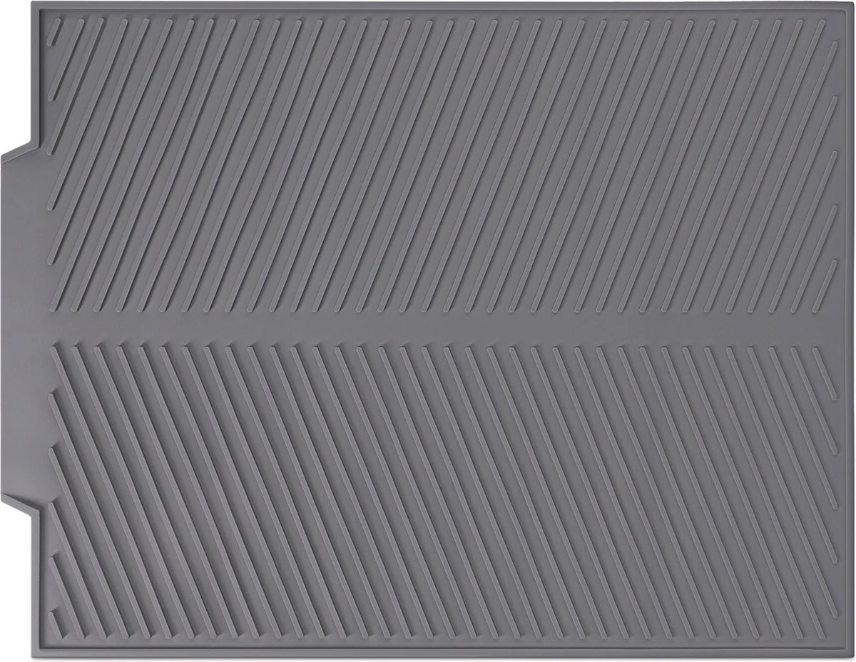 Navaris Siliconen Droogmat Met Afvoer - Aanrecht Droogmat Voor Afwas, Borden, Bestek, Glazen - Grijs - Afbeelding 3