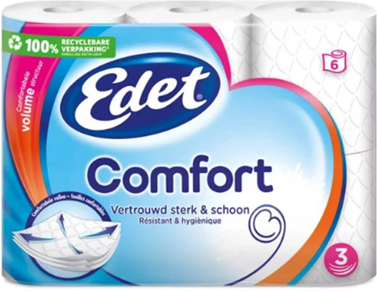 Edet Comfort 3-laags WC Papier - 60 Rollen - Afbeelding 2