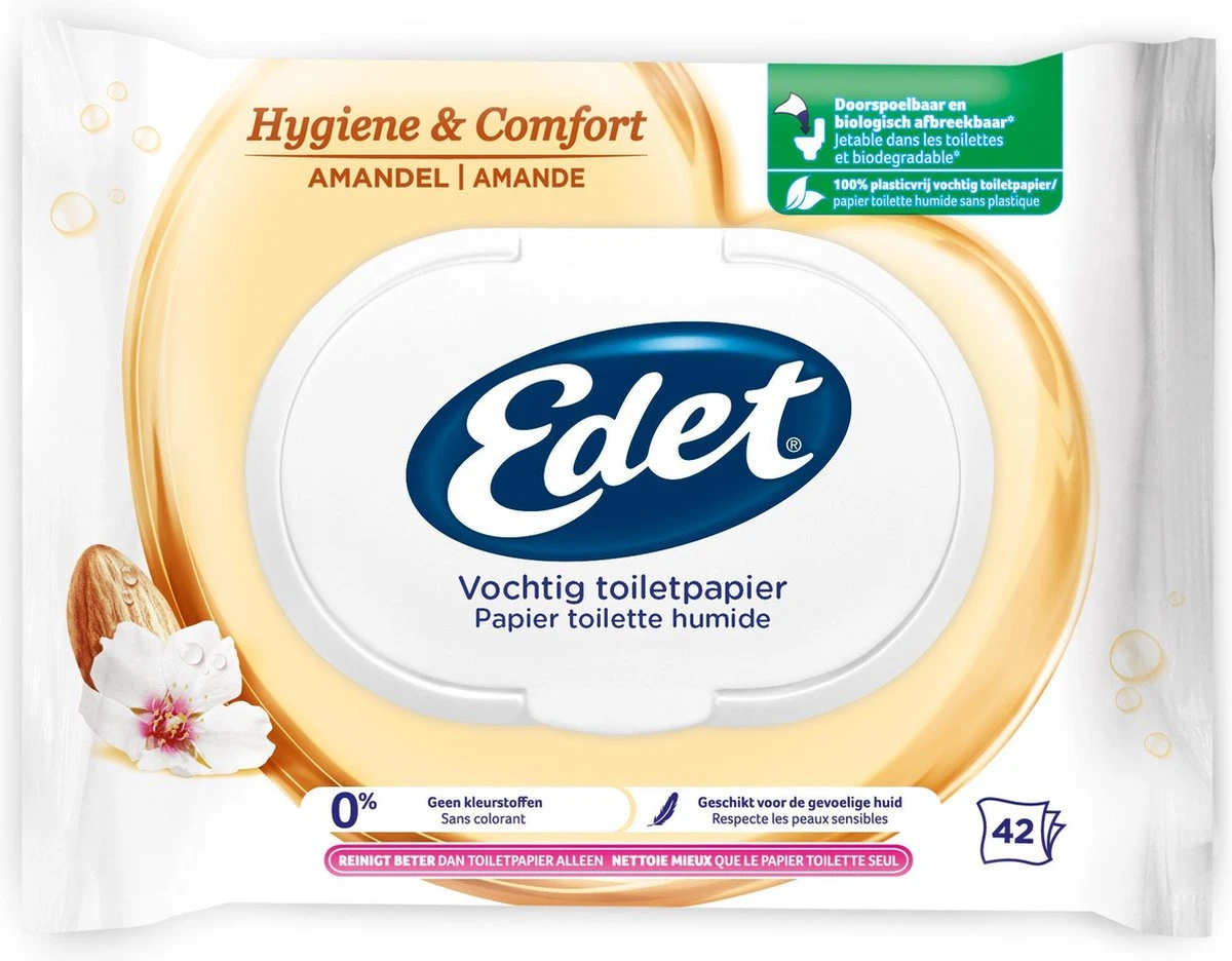 Edet Vochtig Toiletpapier - 7 Stuks - Amandel