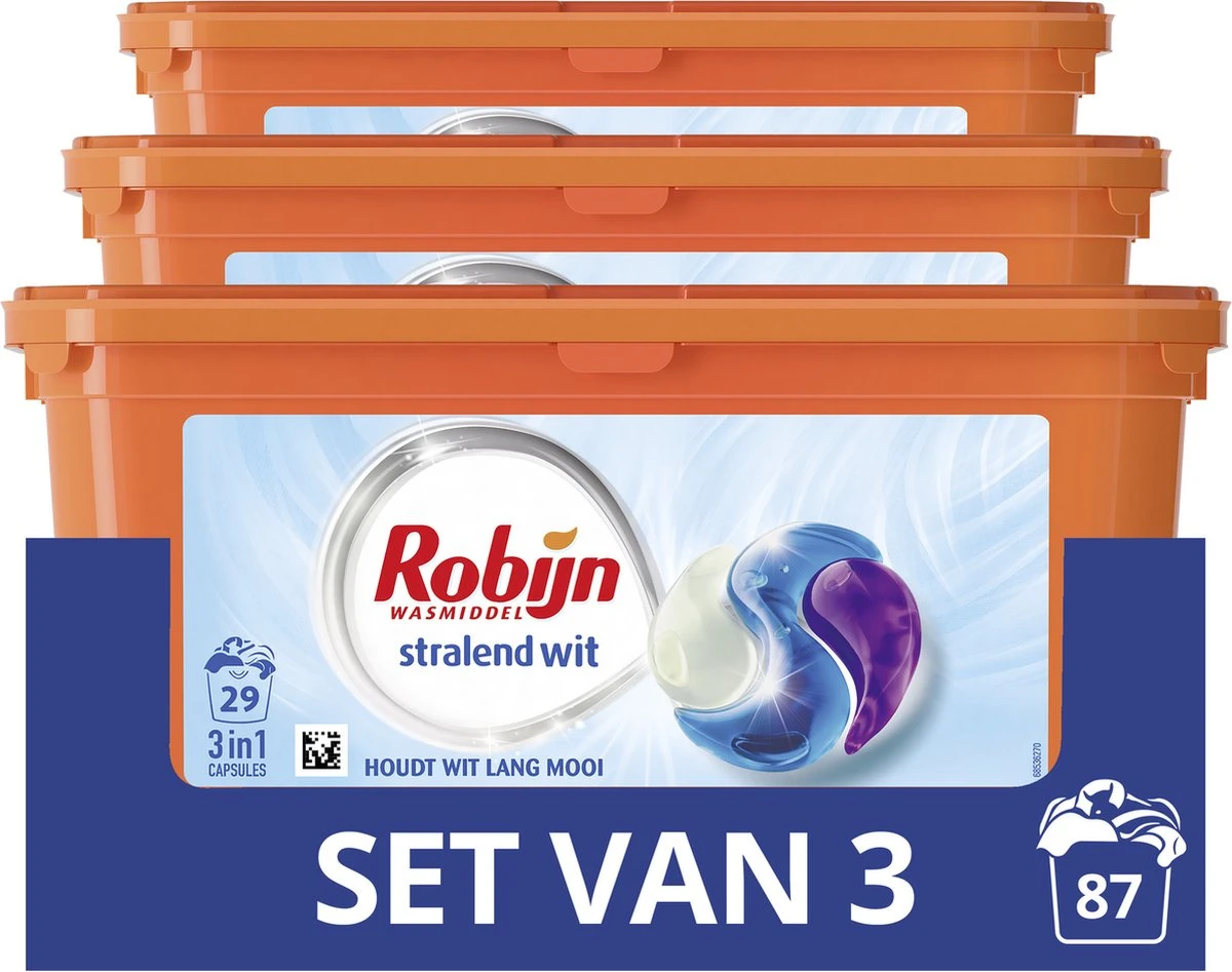 Robijn Stralend Wit Wascapsules - 3 X 29 Wasbeurten - Halfjaarbox - Afbeelding 4