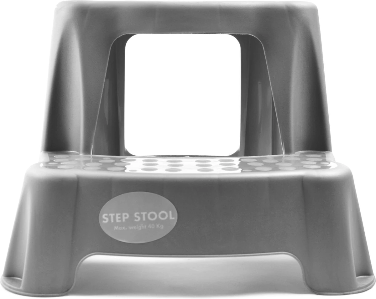 Grijs Kinderkrukje/opstapje Met 2 Treden 35 Cm - Keuken/badkamer Krukjes/opstapjes Voor Kinderen - Afbeelding 4