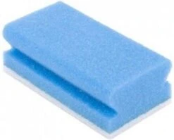 Merkloos Schuursponzen Met Greep 10stuks 140x70x42mm Blauw / Wit HACCP (105025)