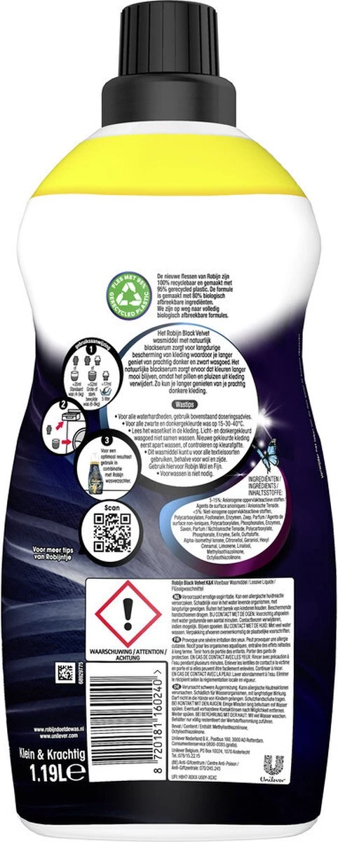 4x Robijn Klein & Krachtig Wasmiddel Black Velvet 1,19 Liter - Afbeelding 6