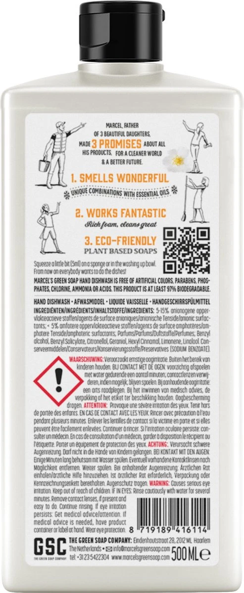Marcel's Green Soap Afwasmiddel Sinaasappel & Jasmijn - 6 X 500 Ml - Afbeelding 2