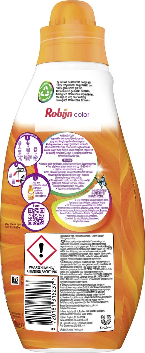 Robijn Klein & Krachtig Classics Color Vloeibaar Wasmiddel - 8 X 19 Wasbeurten - Voordeelverpakking - Afbeelding 3