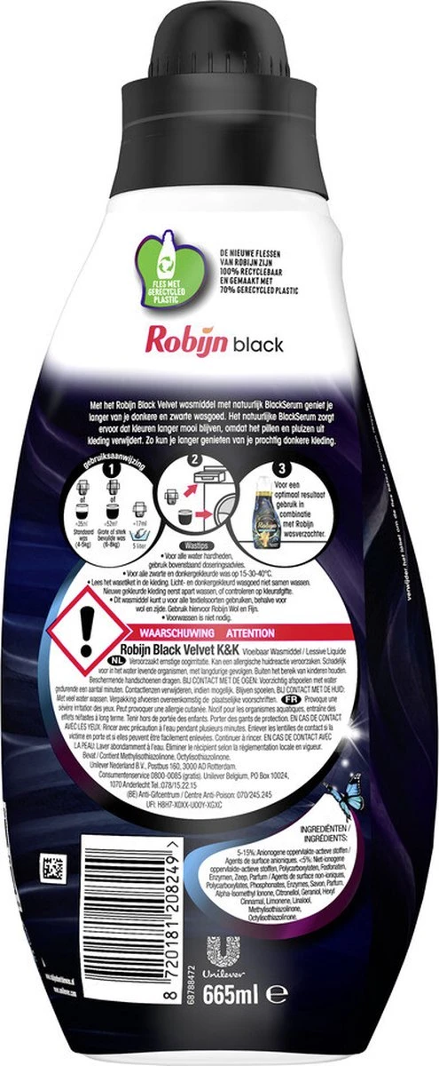 Robijn Klein & Krachtig Black Velvet Vloeibaar Wasmiddel - 8 X 19 Wasbeurten - Voordeelverpakking - Afbeelding 4